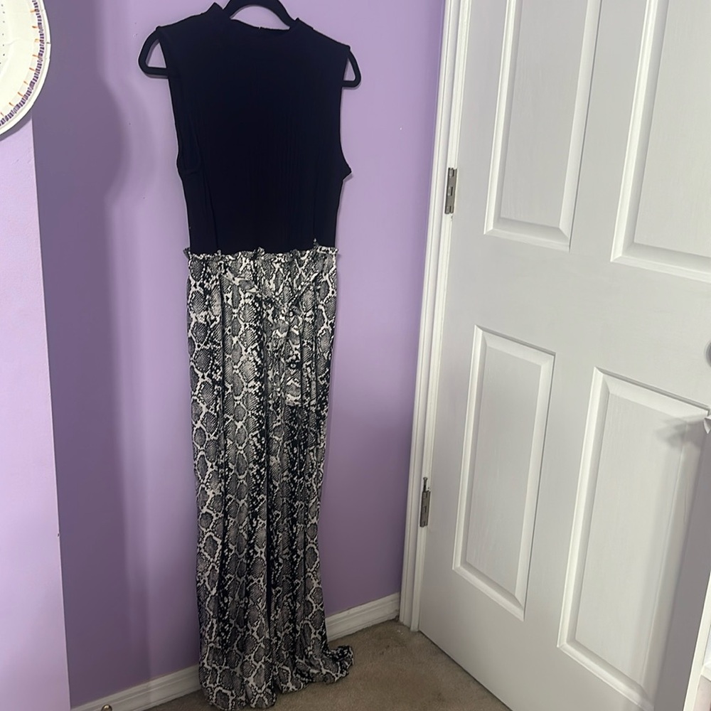 Ultra Flirt High Neck Black and Snake Print Jumpsuit
